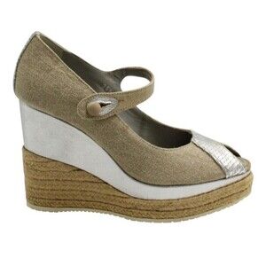HOGAN Mary Jane Espardrilles Platform Shoe Women 8 Leather Preppy